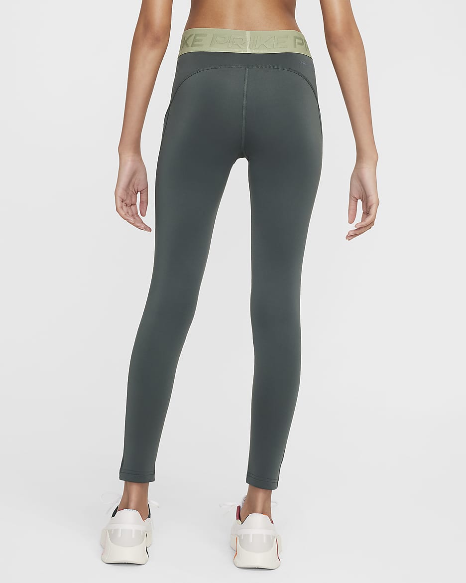 Nike Pro Girls Therma FIT Mid Rise Leggings